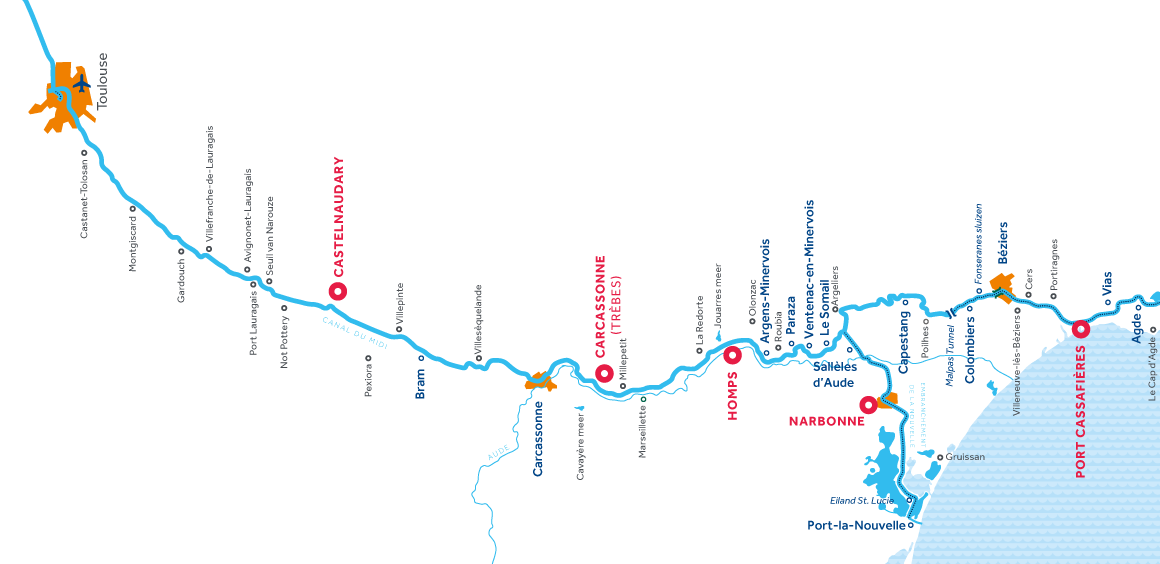Kaart van de vaarregio: Canal du Midi 